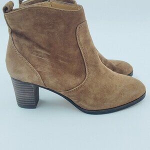 J. Crew Factory Quinn Tan Suede Zip-Up Ankle Booties Style 04065 Size 6.5